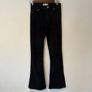 Zara Black Denim Flare High Waisted Full Length Jeans